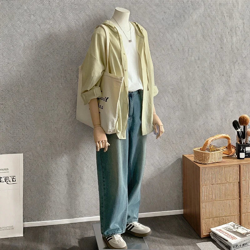 Lightweight Breathable Korean Sle Hooded Sun Protection Open Cardigan Women's Summer Thin Outerwear Commute Cotton Blend Fa...