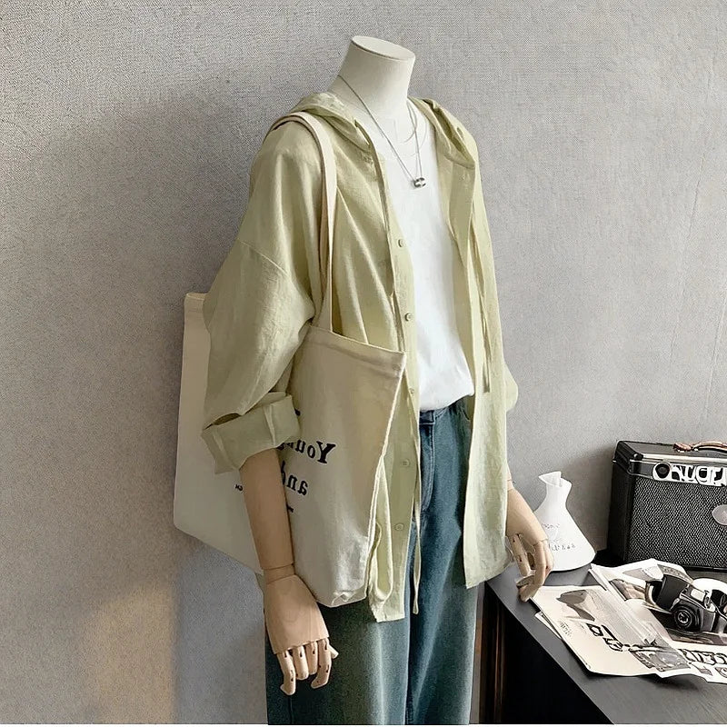 Lightweight Breathable Korean Sle Hooded Sun Protection Open Cardigan Women's Summer Thin Outerwear Commute Cotton Blend Fa...