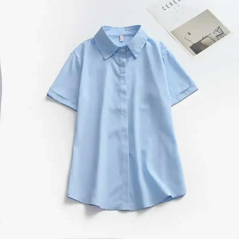 Women Light Blue Loose Fit Sun Protection Shirt Casual Long Sleeve Blouse