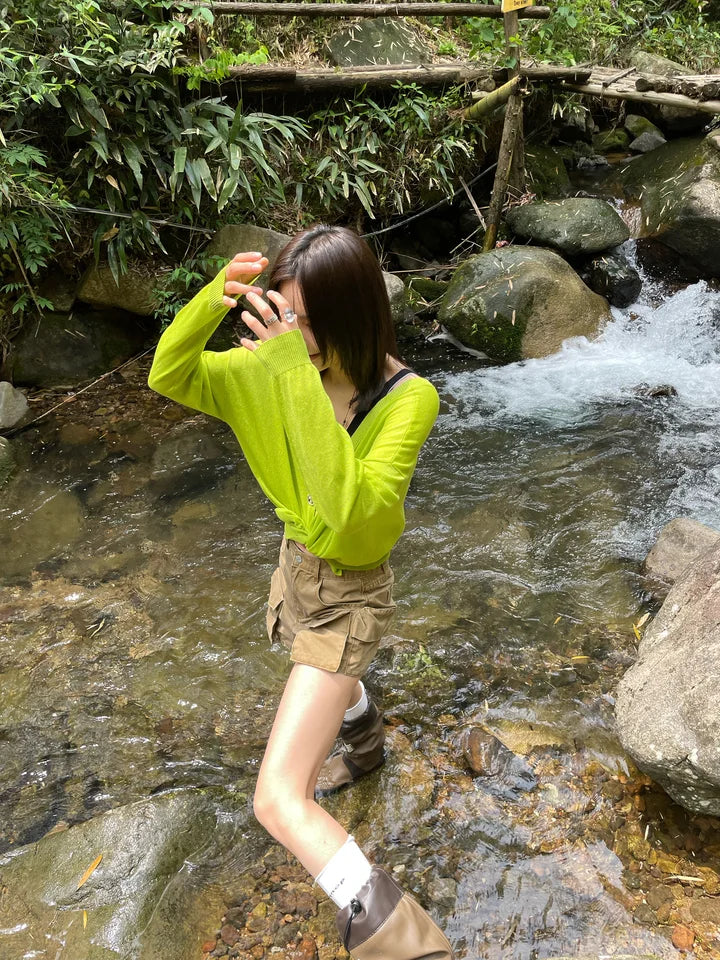 JCCC Shadow One River Qing Sun Protection Light Weight Loose Women's Summer Silk Blend Long Sleeve Knitted Cardigan