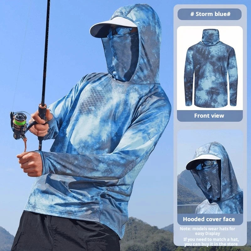 Summer men's and women's loose and casual quick drying ice silk breathable and lightweight fishing and sun protection clothing